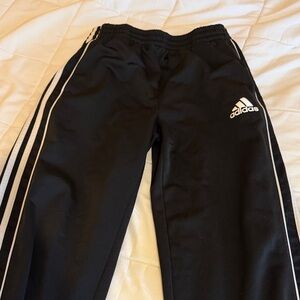 adidas Kids Black Joggers with White Side Stripes